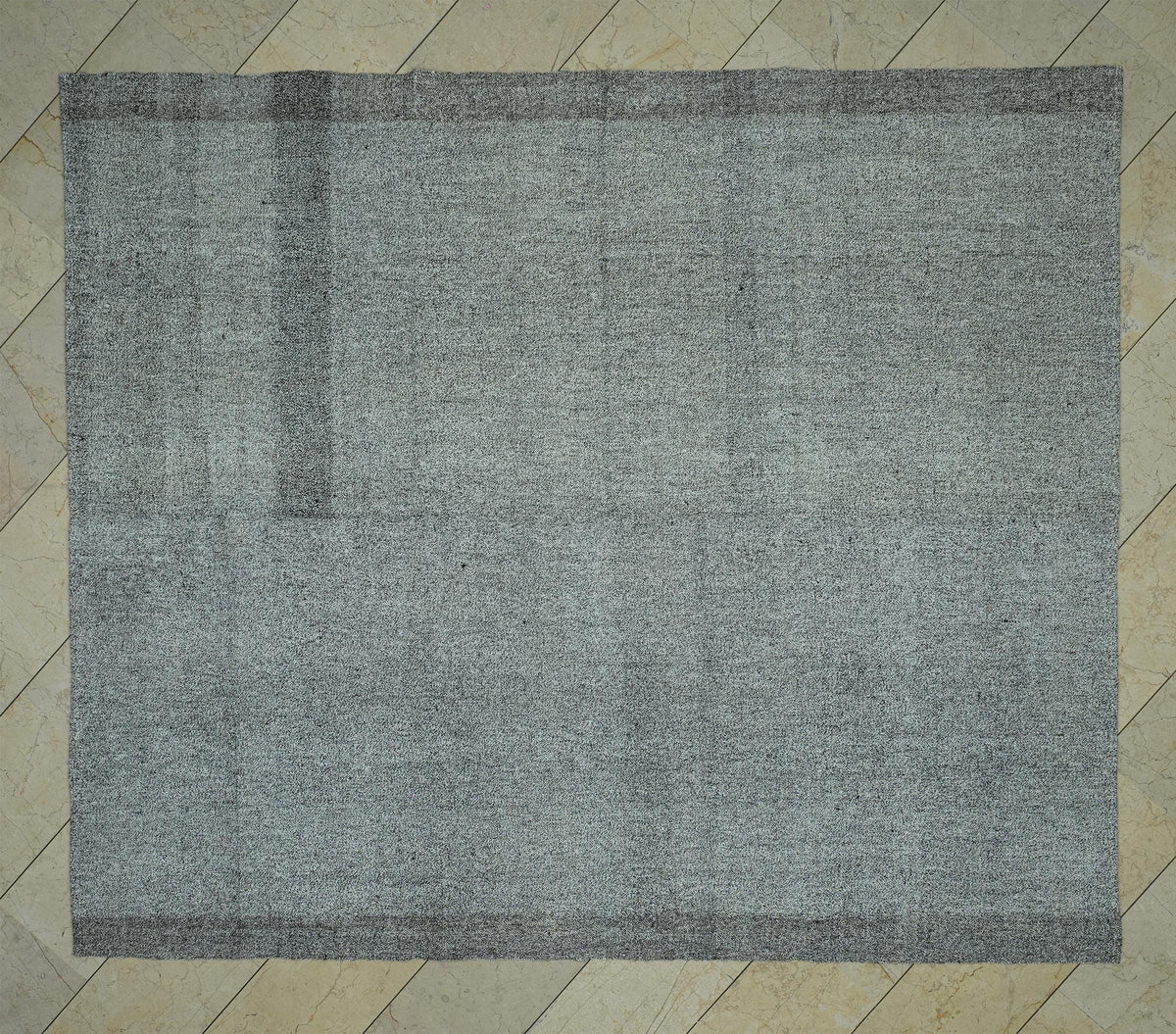 Fall Decor Minimalist Plain Silver Gray Stripe Turkish Handmade Kilim Rug,7.4x8.7 ft