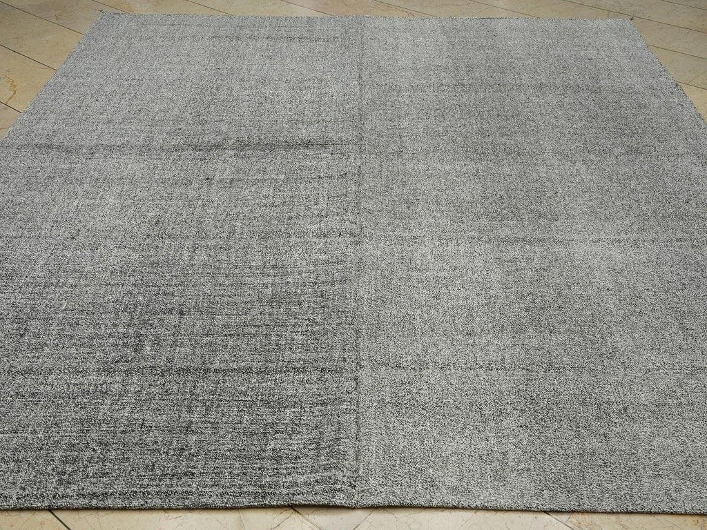 Large Gray Kilim Rug: Flat Weave Turkish Rugs 7,10"x9,4" Feet