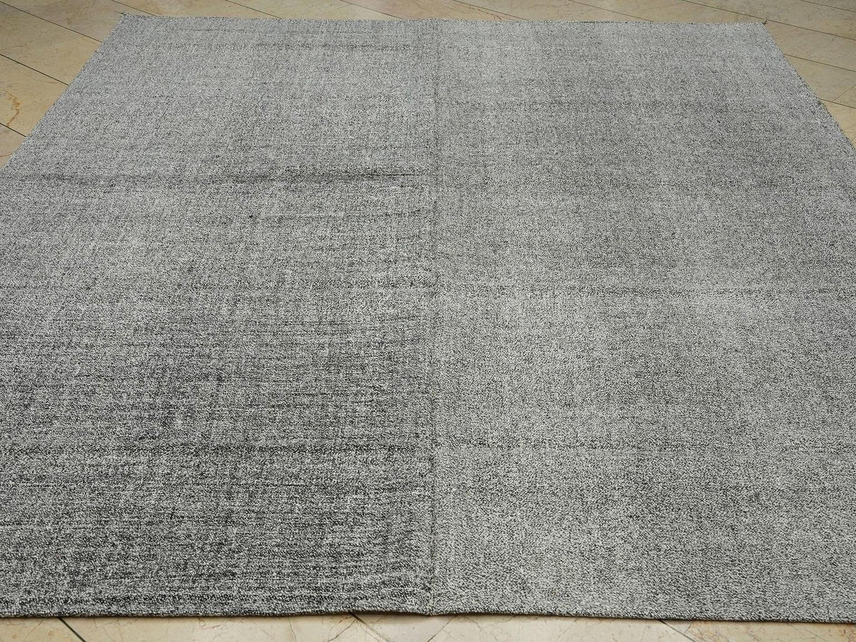 Large Gray Kilim Rug: Flat Weave Turkish Rugs 7,10"x9,4" Feet