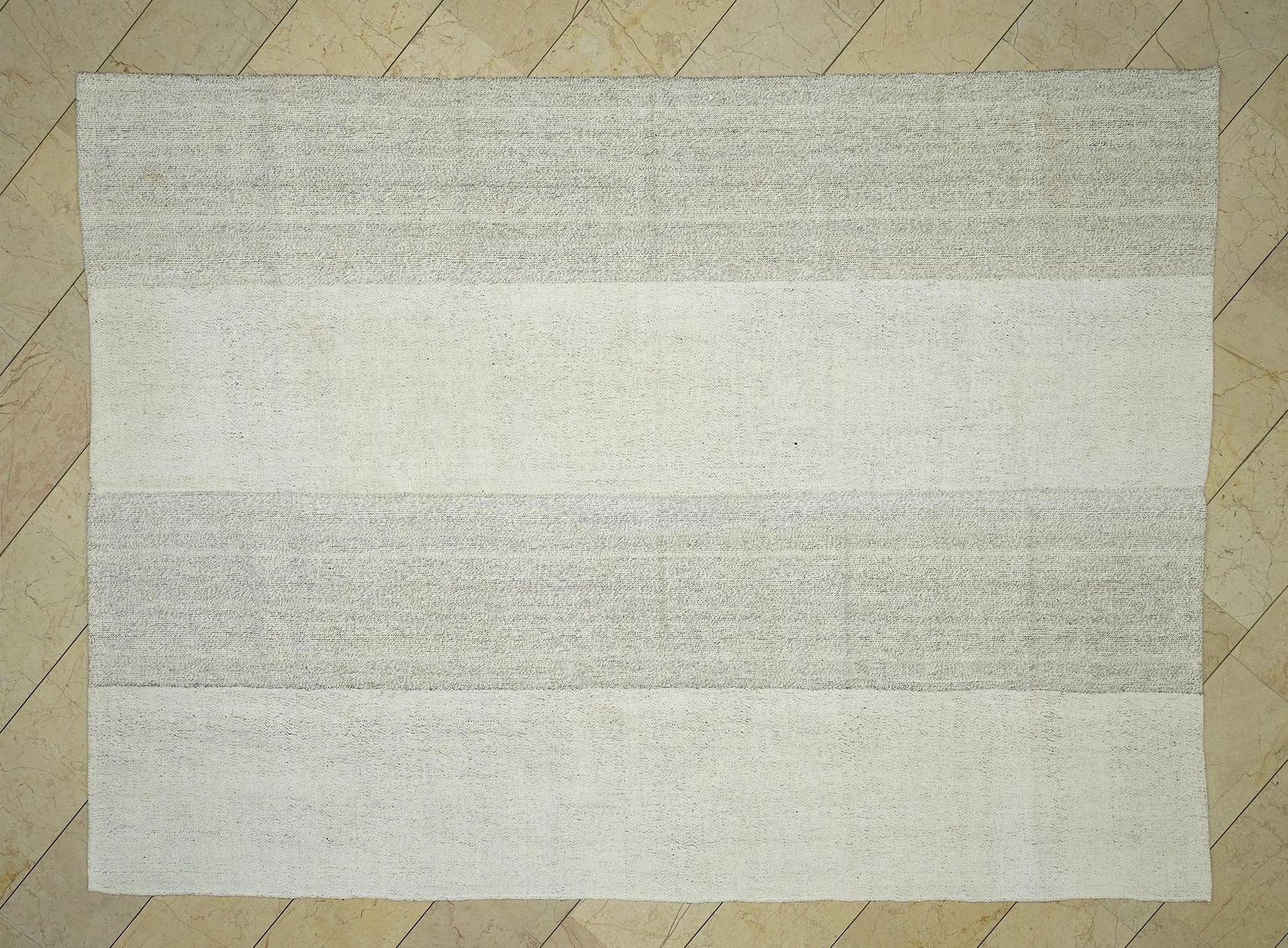 7x10 Summer Decor: Scandinavian Style Turkish Kilim Rug, Gray & White Home Living Floor Rugs.