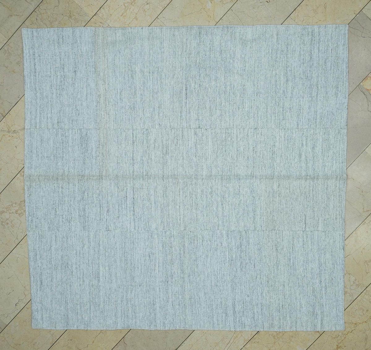 Square Size Grayish White Patchwork Kilim Rug,6.4x6.7 Ft,Primitive Decor Plain Rugs.