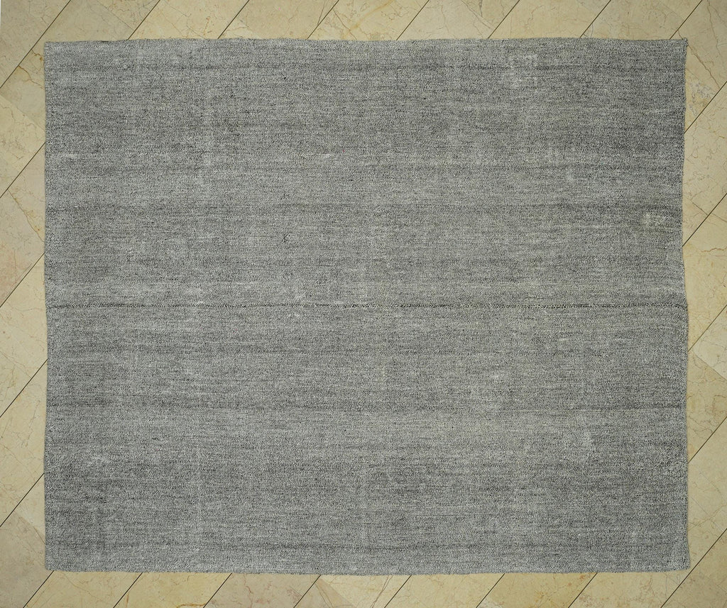 Large Gray Kilim Rug: Flat Weave Turkish Rugs (7,9"x9,4" Feet)