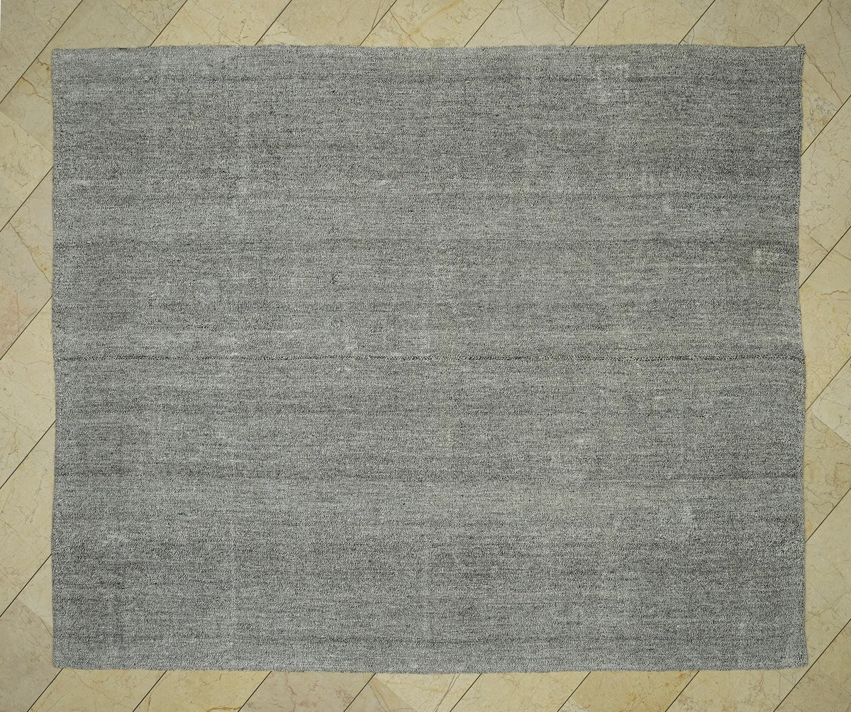 Large Gray Kilim Rug: Flat Weave Turkish Rugs (7,9"x9,4" Feet)