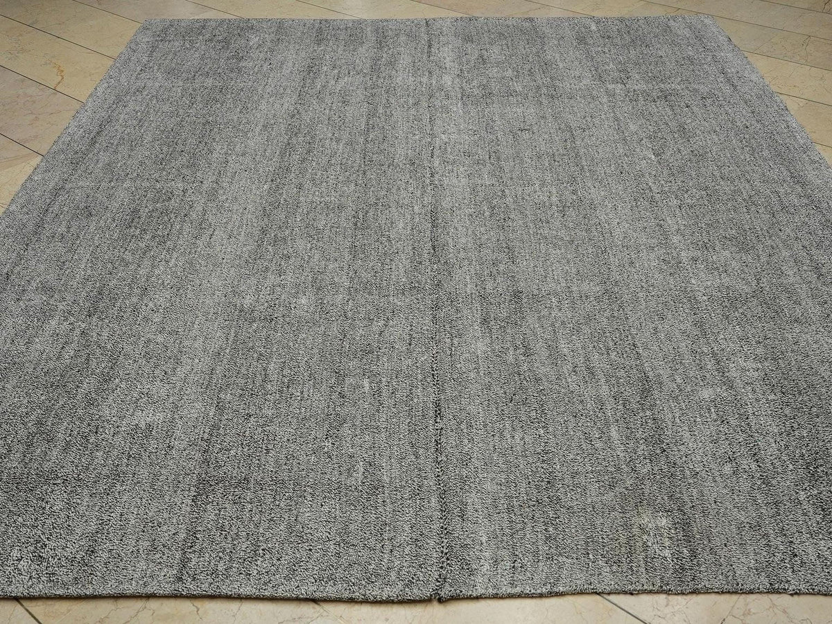 Large Gray Kilim Rug: Flat Weave Turkish Rugs (7,9"x9,4" Feet)
