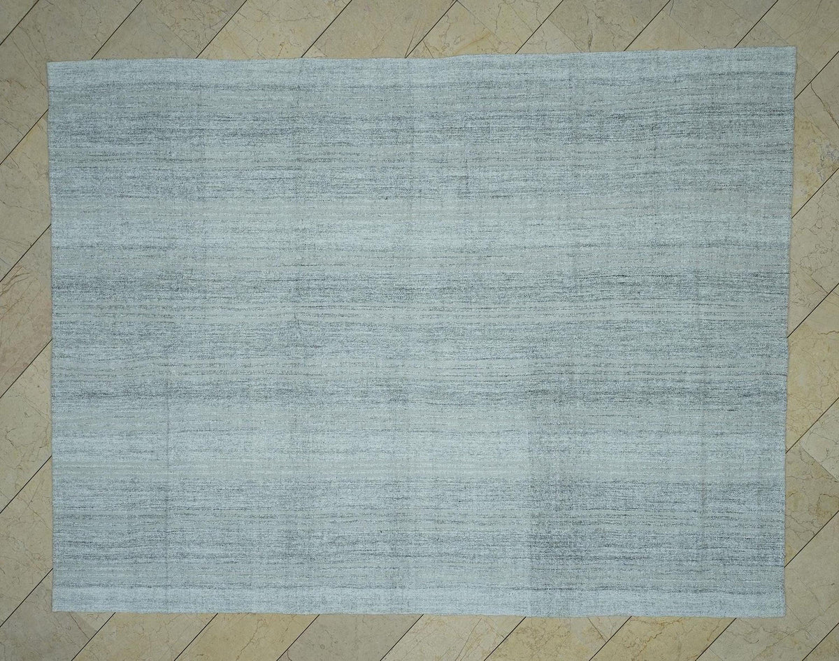 Ivory Turkish Kilim Rug: Scandinavian Style Flat Weave (7.2"x9.6")