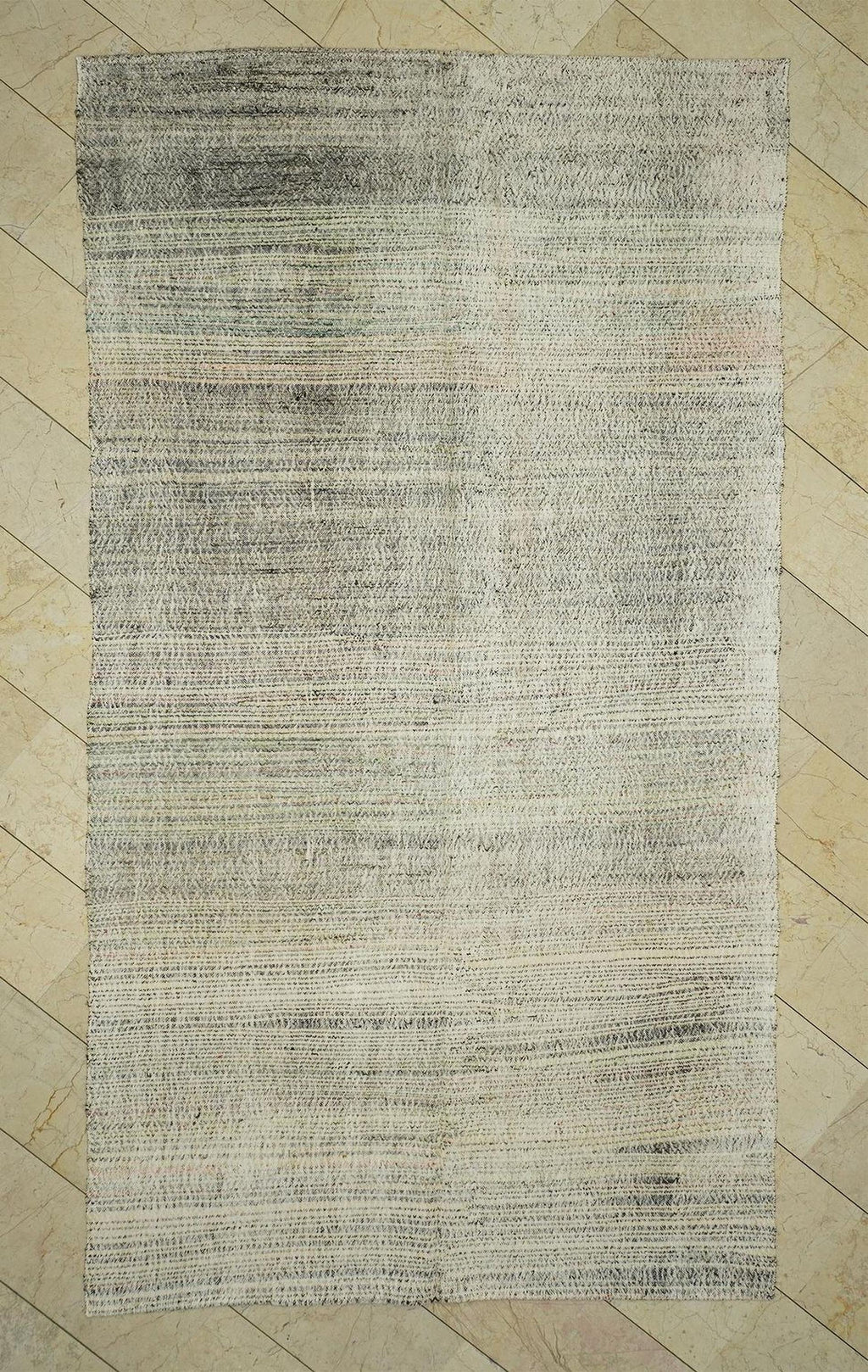 Handmade Turkish Kilim Rug 6x11: Minimalist Flat Weave Cotton & Goat Hair Rugs