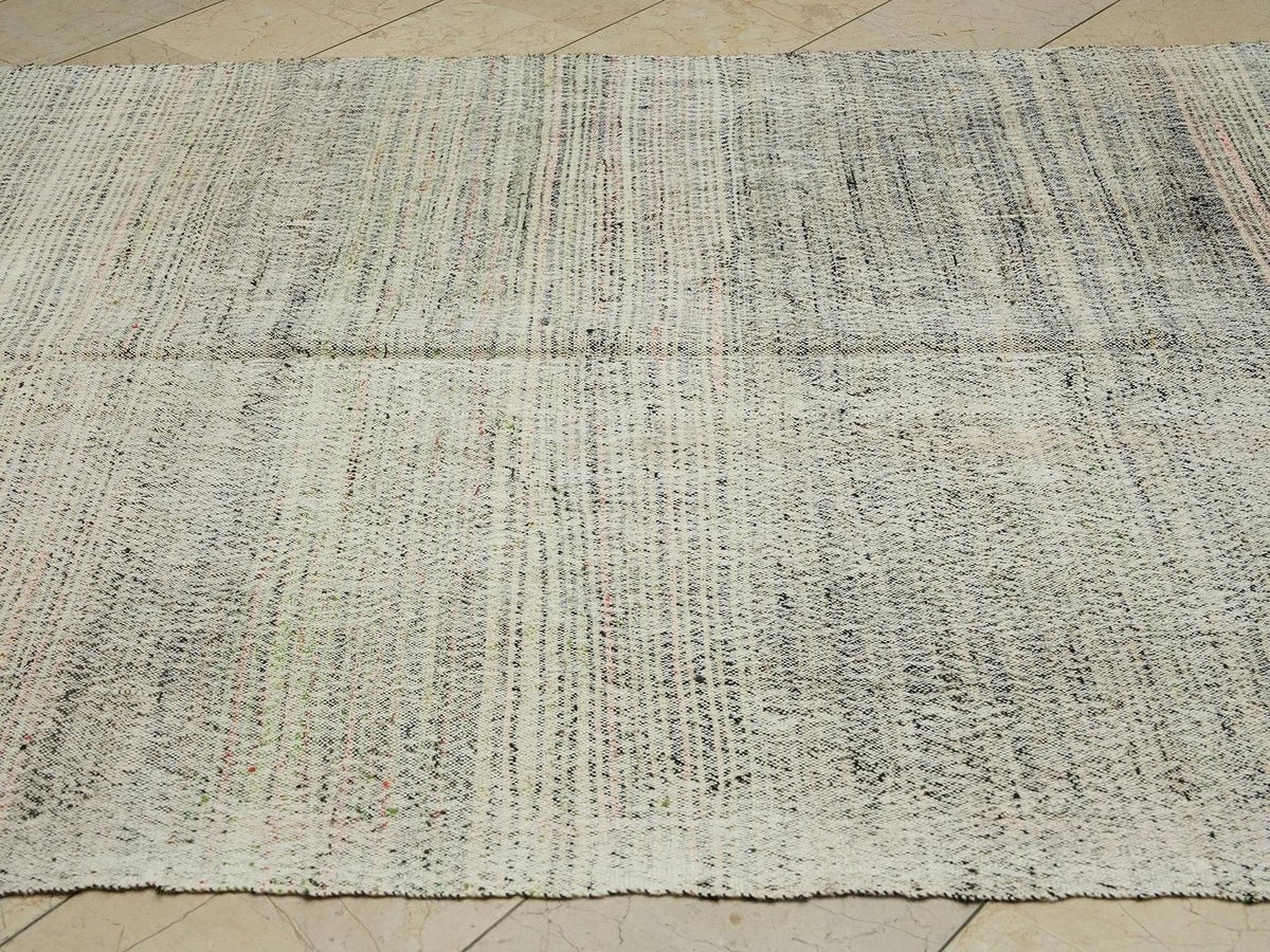 Handmade Turkish Kilim Rug 6x11: Minimalist Flat Weave Cotton & Goat Hair Rugs