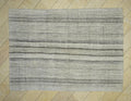 Handmade Turkish Kilim Rug (6.8x9.6 ft): Striped Gray & Black, Cotton Goat Hair Rugs.