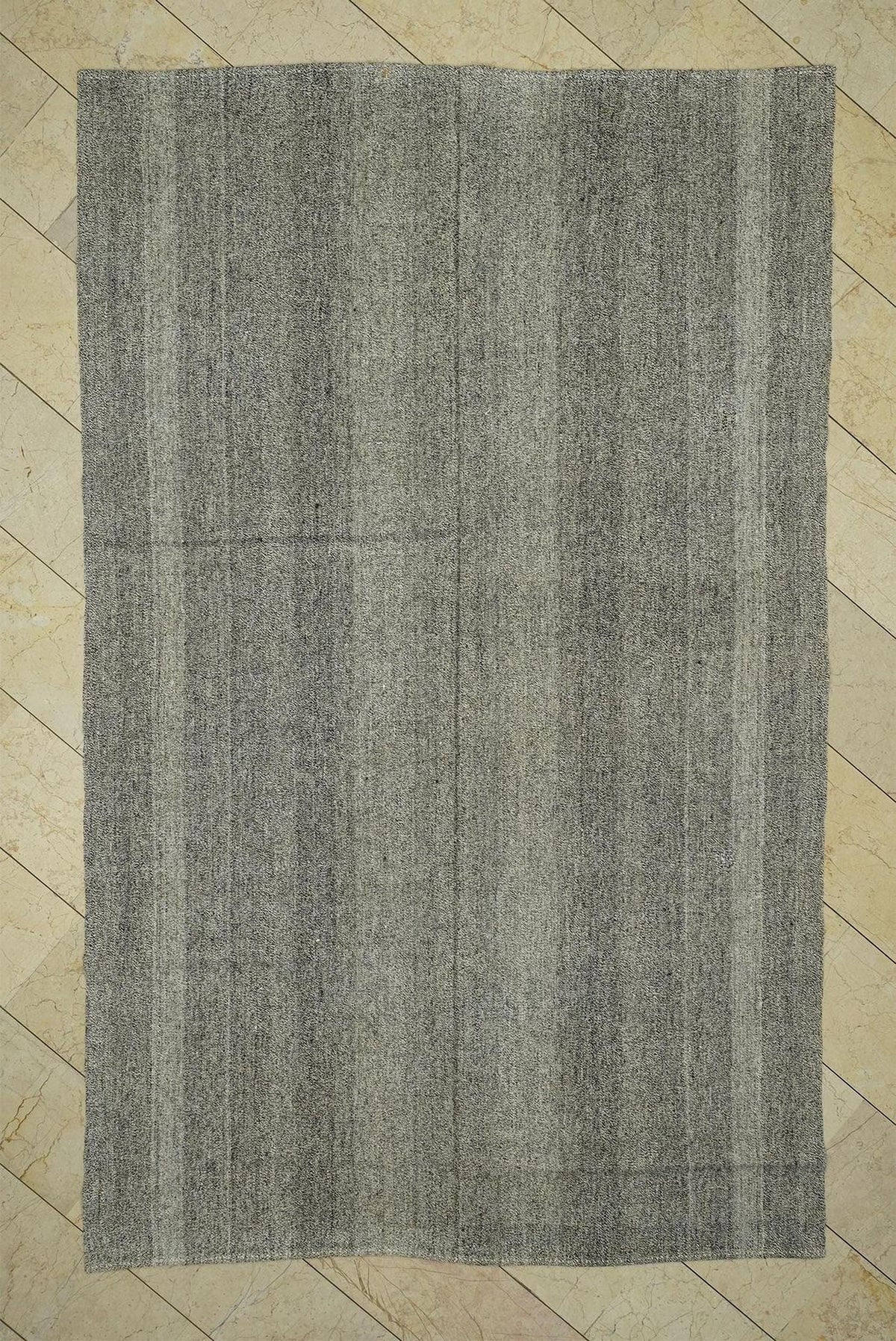 Minimalist Gray Turkish Kilim Rug,6x10,Handmade Cotton & Goat Hair Rugs