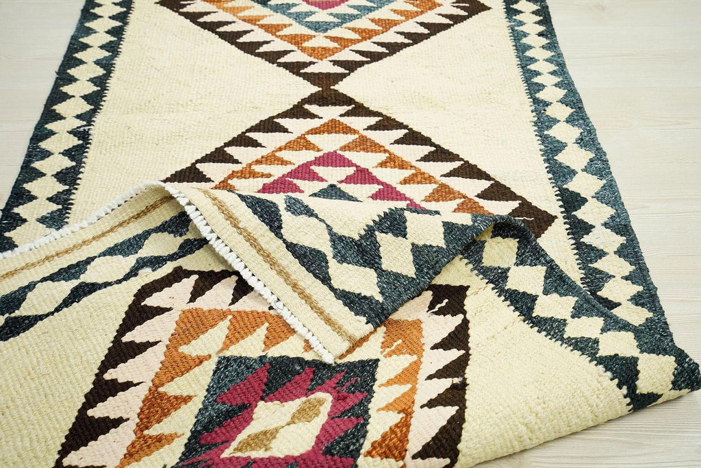 Handmade Turkish Kilim Rug Runner: Scandinavian Farmhouse Style Rugs, 3x9 ft.