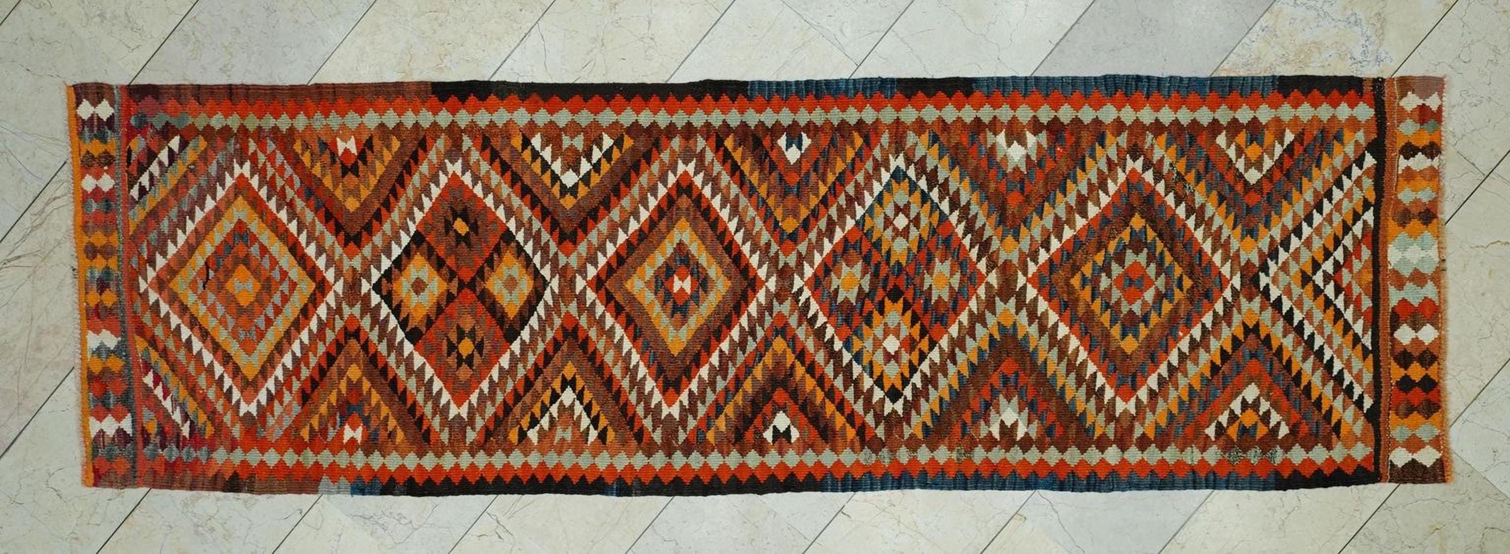 3x10 Wedding Gift Kurdish Dowry Kilim Rug Runner: Home Kitchen Decor Rugs