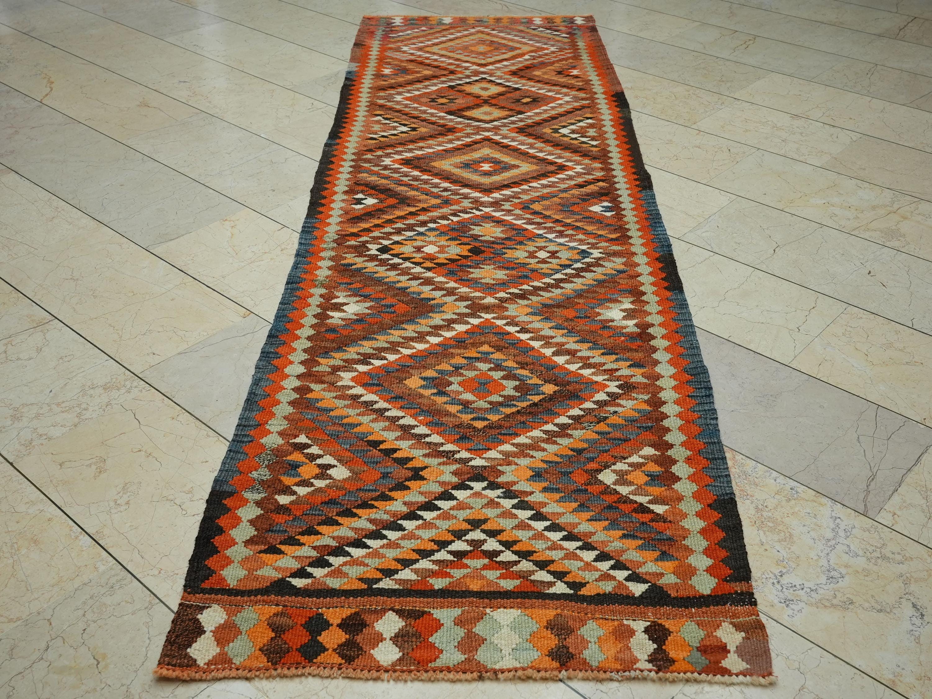 3x10 Wedding Gift Kurdish Dowry Kilim Rug Runner: Home Kitchen Decor Rugs