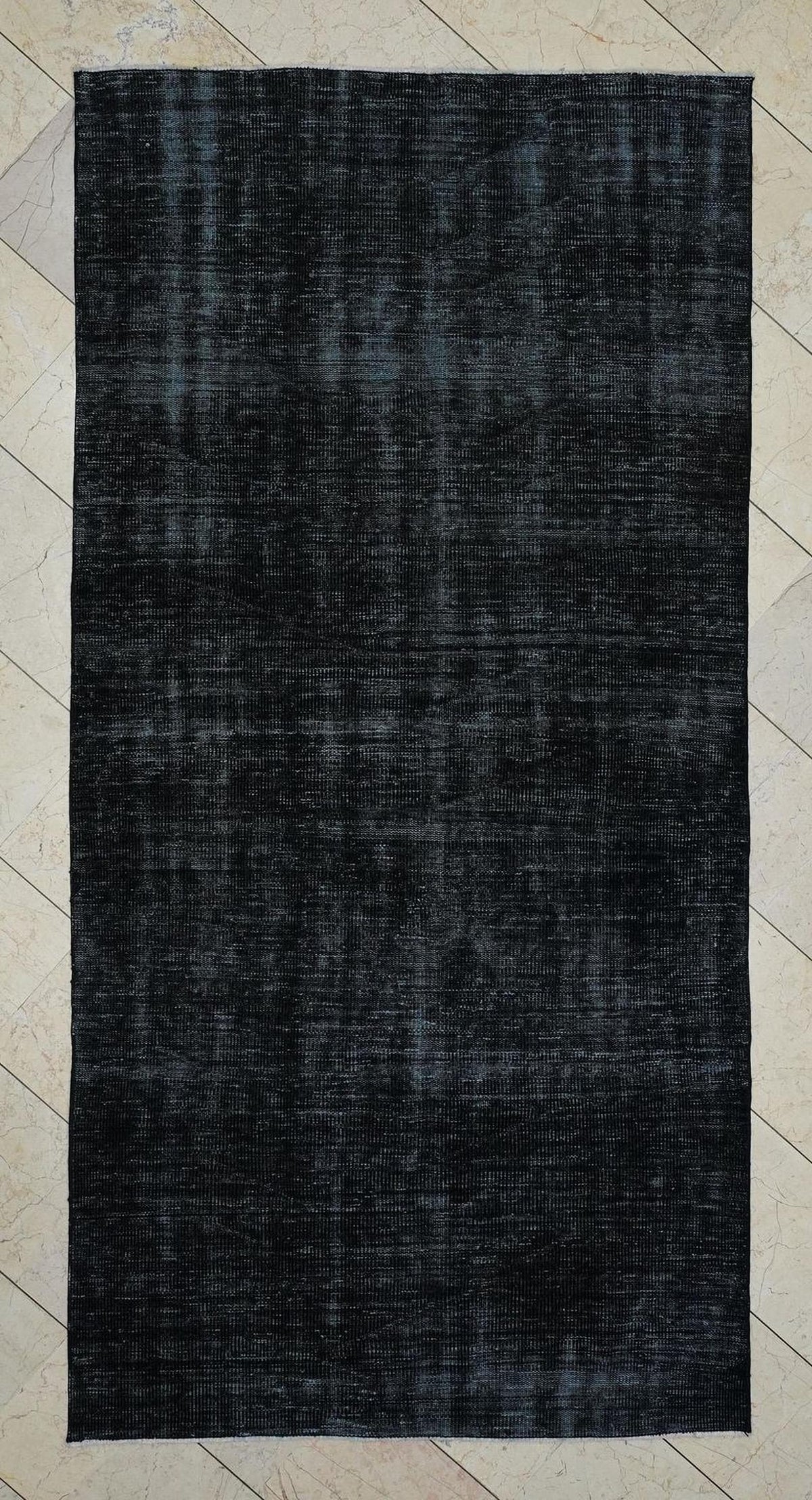 Overdyed Plain Black - Vintage Oushak Rug: 4.5x9 Feet,Turkish Area Rugs - Moody Decor.