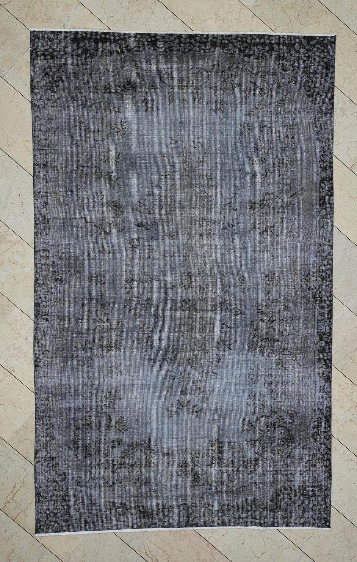 Overdyed Gray Vintage Oushak Rug - 5.5x9.2 Ft,Moody Decor Carpet,Turkish Area Rugs.