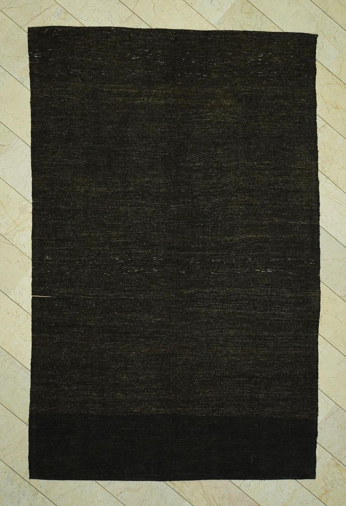 Vintage Dark Brown Goat Hair Rug:6.8x10.7 Ft,Outdoor Decor,Flat Woven Nomadic Rugs.