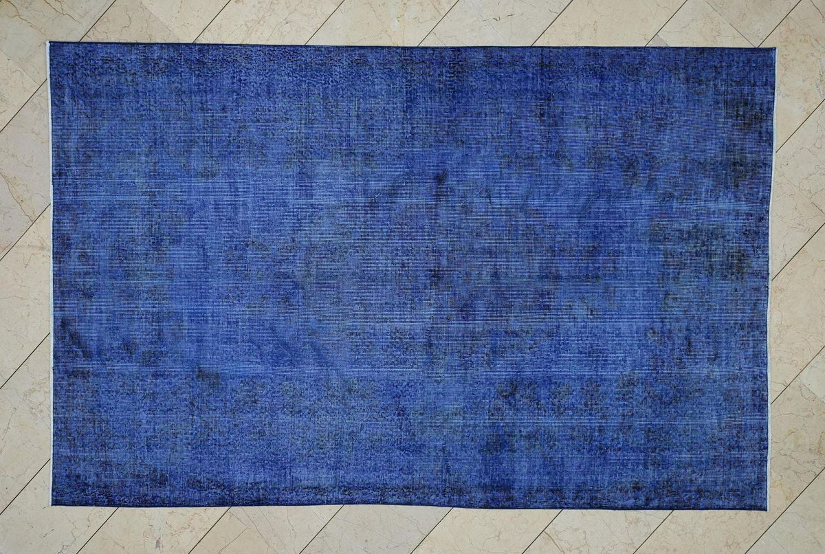 Vintage Overdyed Blue Oushak Rug - 5.5x8.5 Feet,Bohemian Style Home Living Decor Turkish Rugs.