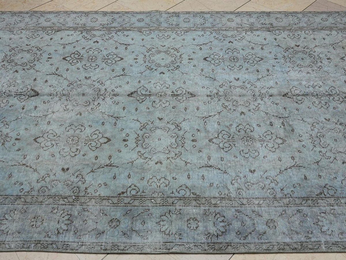 Overdyed Light Blue - Vintage Turkish Oushak Rug - 5x8.6 Feet,Farmhouse Decor Rugs.