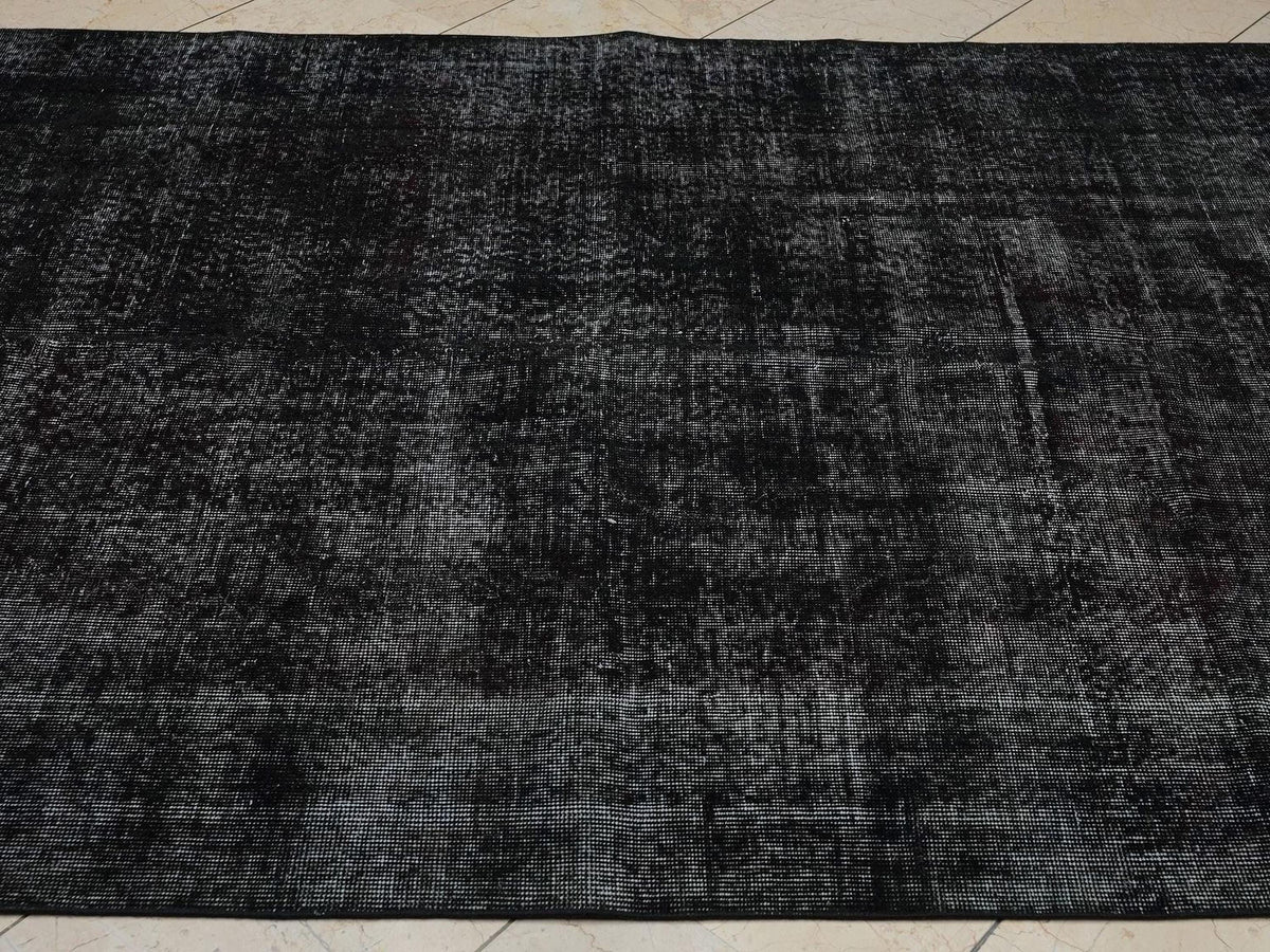 5x8 Overdye Black Vintage Turkish Rug: Moody Decor, Handmade Area Rugs.