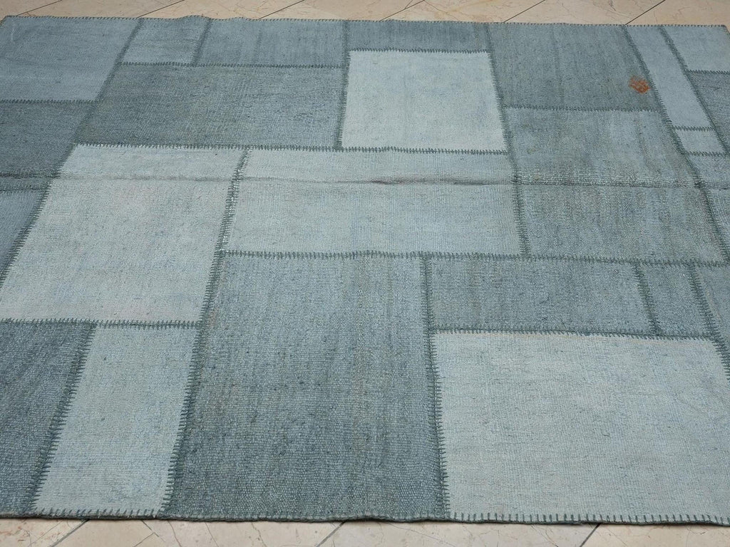 Turkish Vintage Hemp Kilim Patchwork Rug: 6,3x7.8 Feet,Home Living Accent Handmade Rugs.