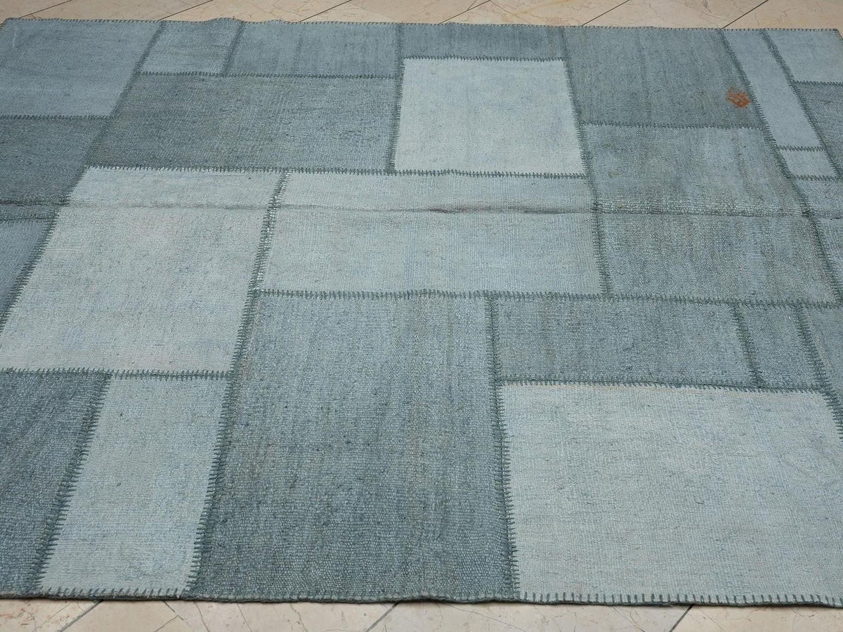 Turkish Vintage Hemp Kilim Patchwork Rug: 6,3x7.8 Feet,Home Living Accent Handmade Rugs.