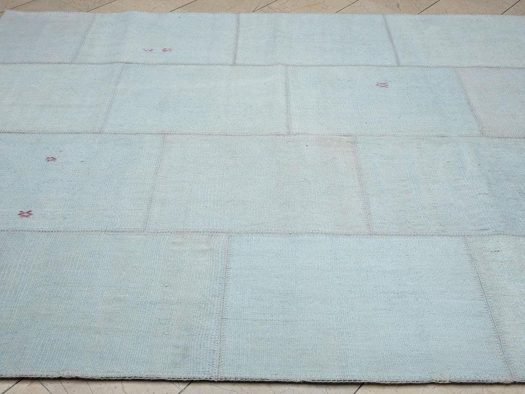 Organic Hemp Kilim Patchwork Rug: 6.5x8.2 Feet,Home Living Accent,Turkish Handmade Rugs.