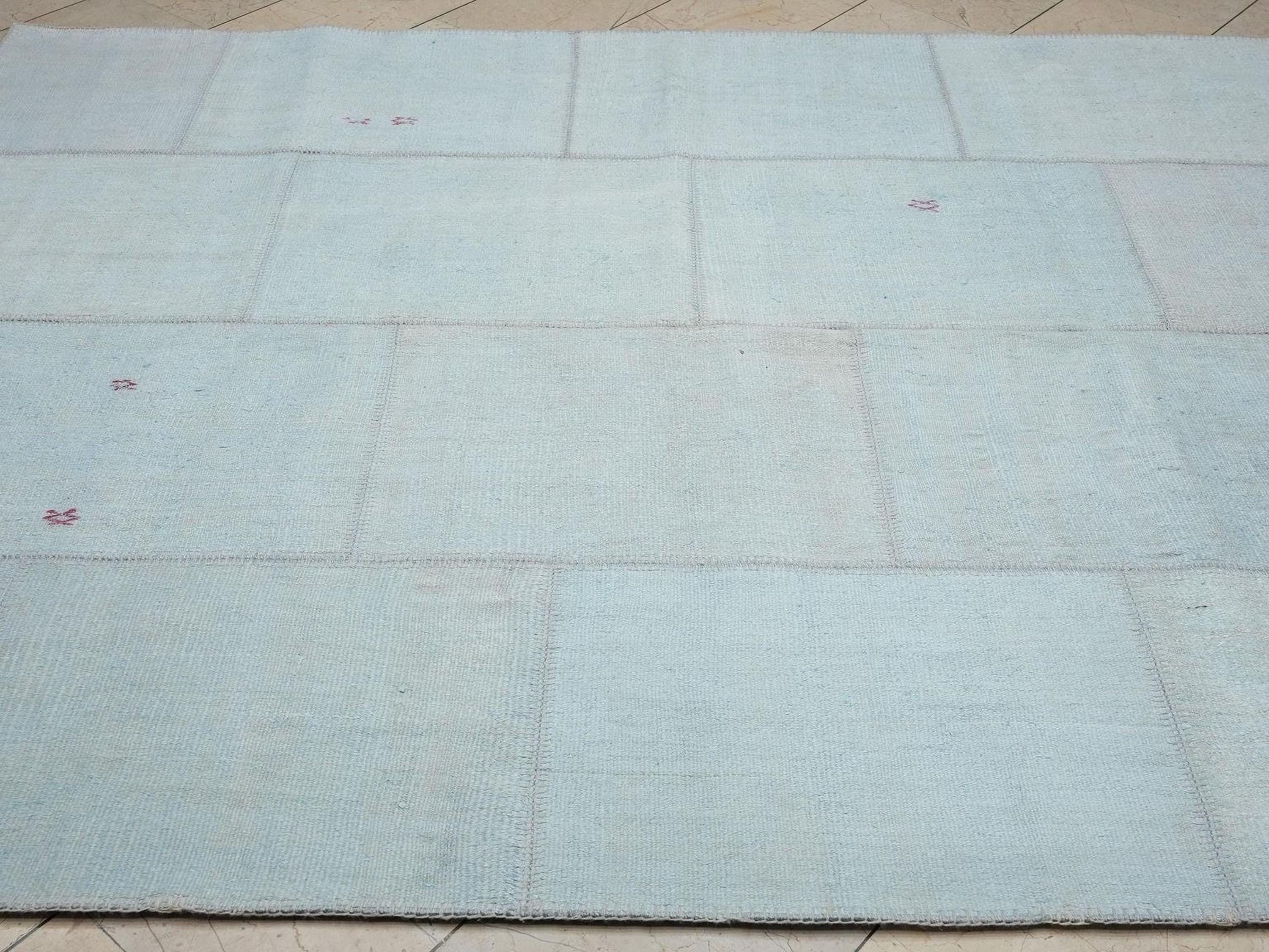 Organic Hemp Kilim Patchwork Rug: 6.5x8.2 Feet,Home Living Accent,Turkish Handmade Rugs.