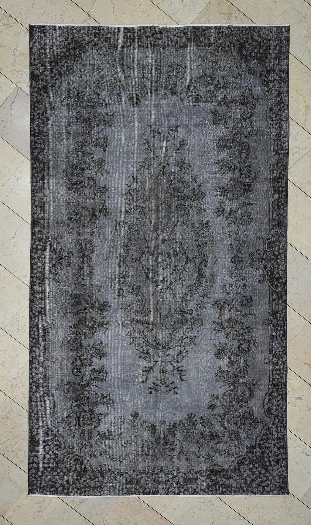 Overdyed Gray Vintage Turkish Oushak Rug: 5.2x9.6 Feet,Wool - Cotton Area Carpet.