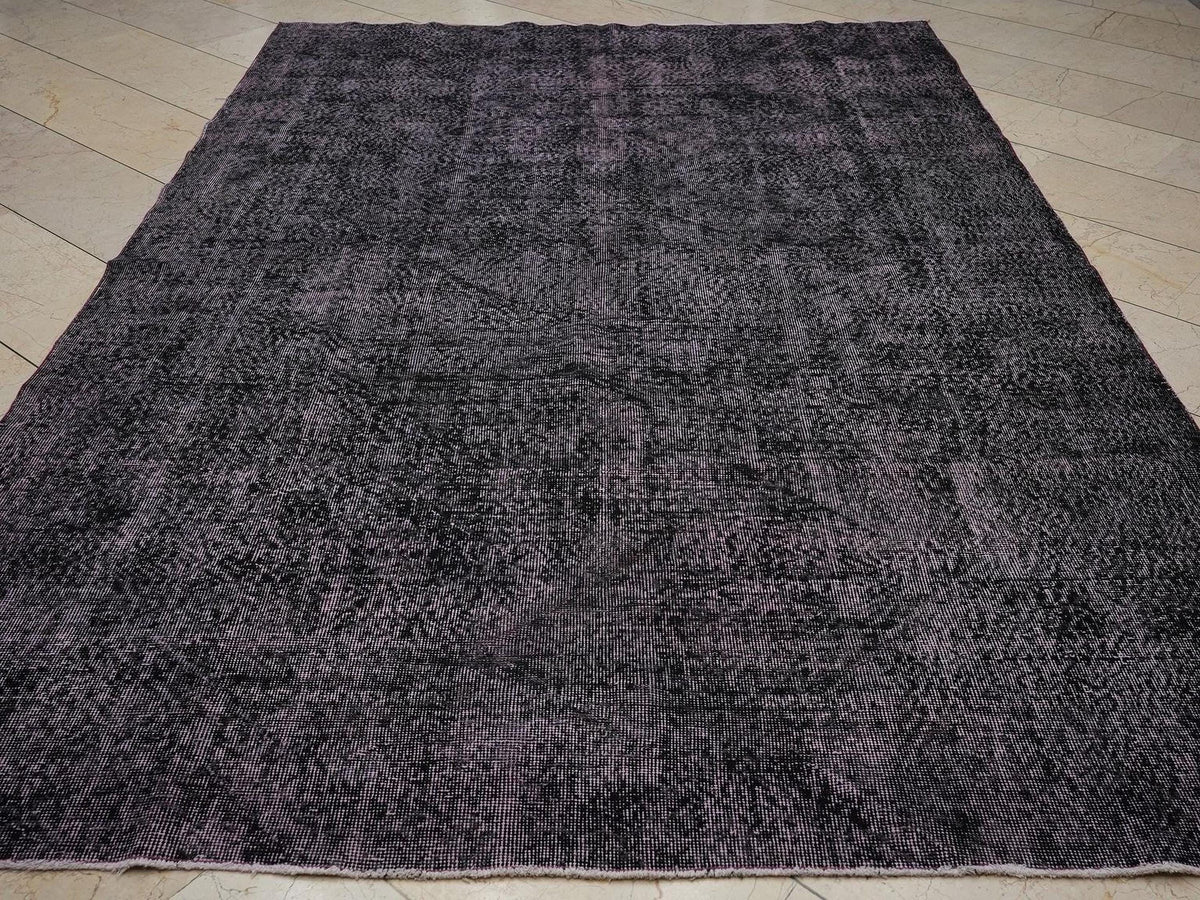 Purple Black Overdye Turkish Vintage Rug,6.7x10 Feet,Home Living Accent,Handmade Wool Rugs.