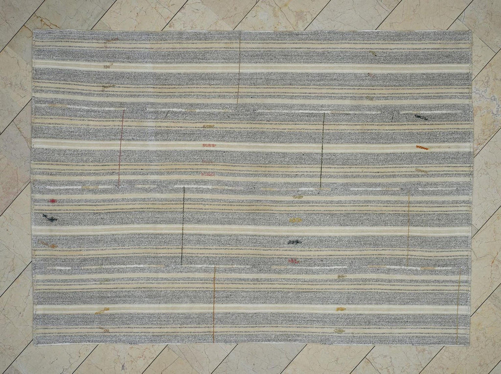 Vintage Cotton And Goat Hair, Mix Woven Turkish Kilim Rug,6x8.4 Feet.