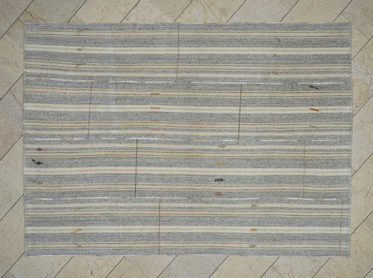 Vintage Cotton And Goat Hair, Mix Woven Turkish Kilim Rug,6x8.4 Feet.