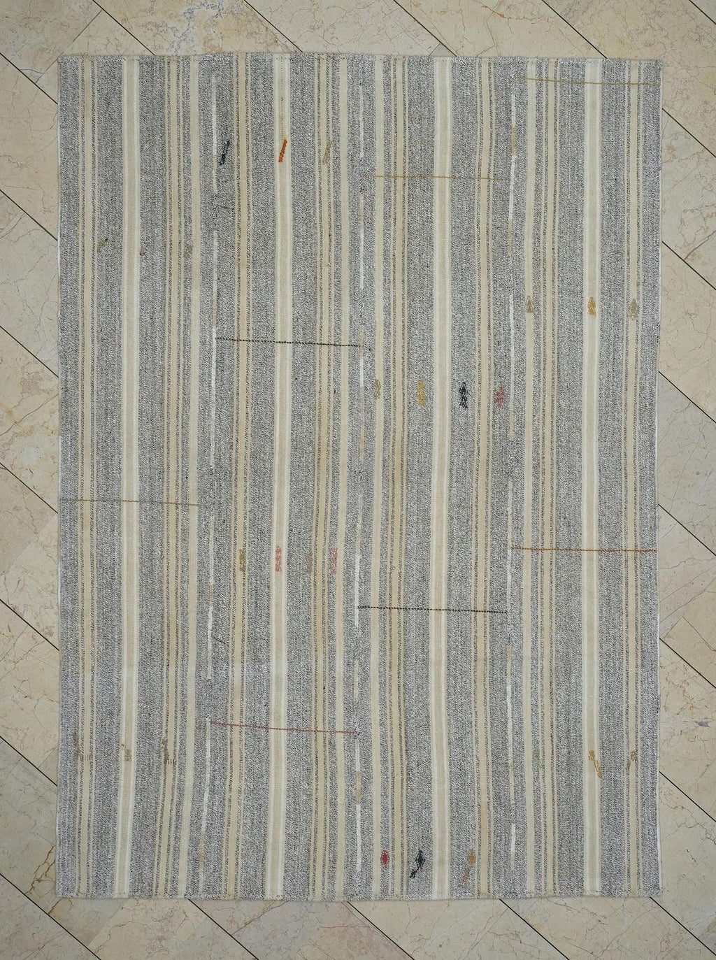 Vintage Cotton And Goat Hair, Mix Woven Turkish Kilim Rug,6x8.4 Feet.