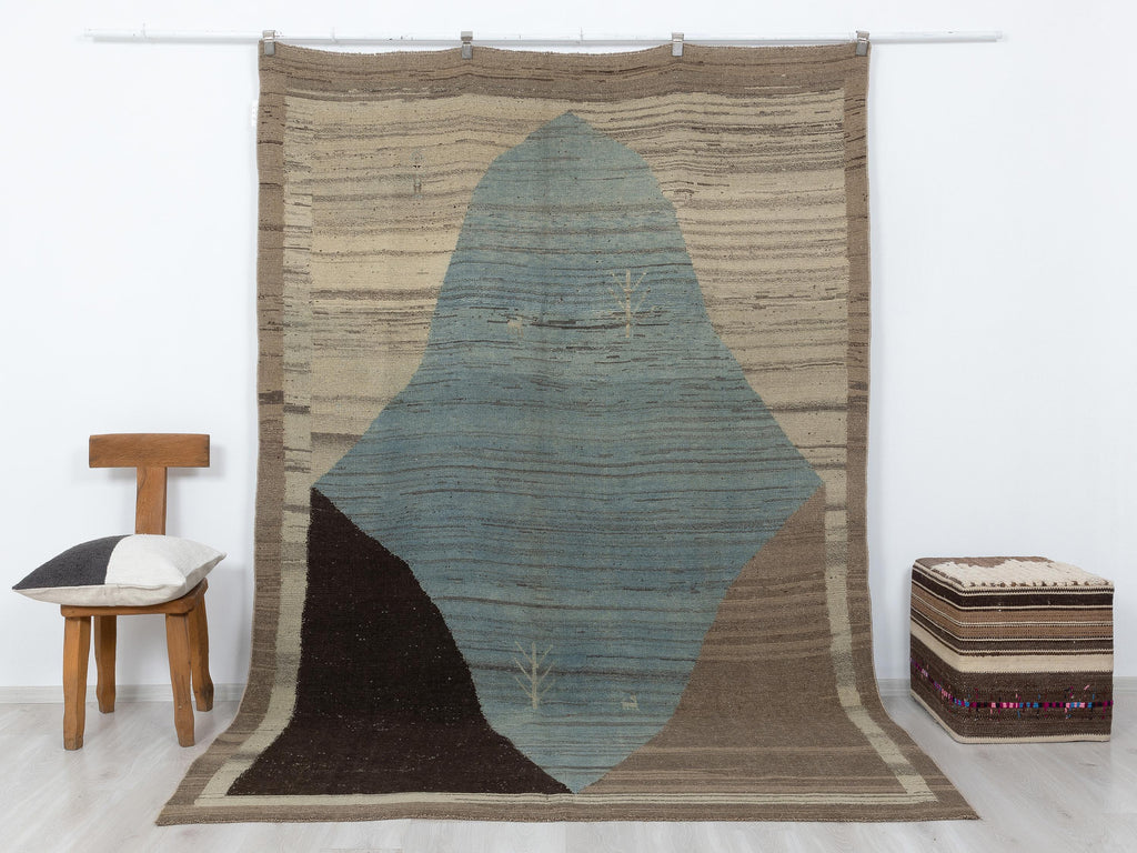 Rare Pattern Turkish Wool Carpet Rug: 6.8x9.7 Feet,Home Living Art Decor Handmade Rugs.
