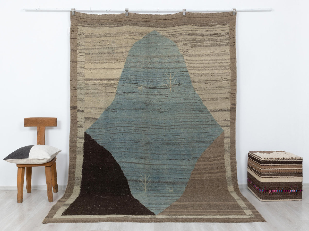 Rare Pattern Turkish Wool Carpet Rug: 6.8x9.7 Feet,Home Living Art Decor Handmade Rugs.
