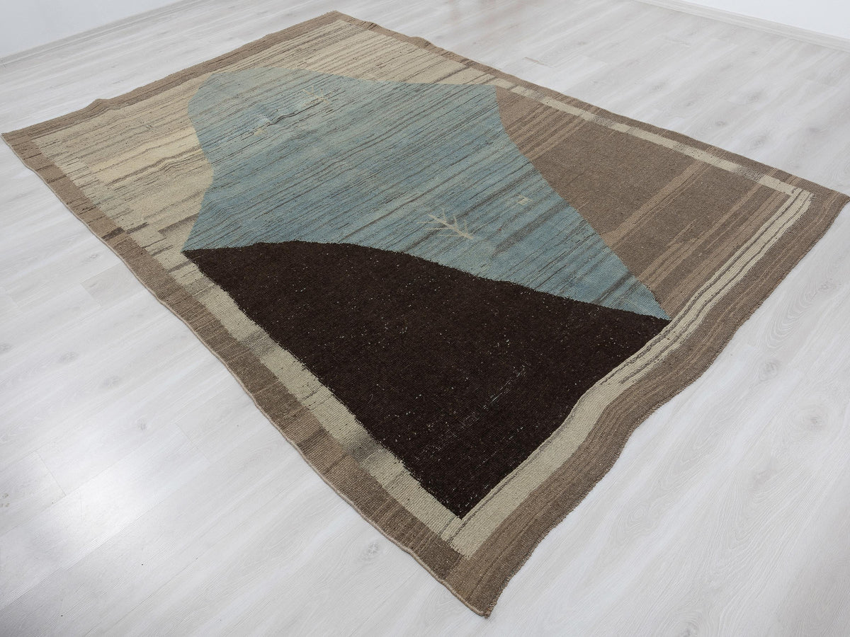 Rare Pattern Turkish Wool Carpet Rug: 6.8x9.7 Feet,Home Living Art Decor Handmade Rugs.