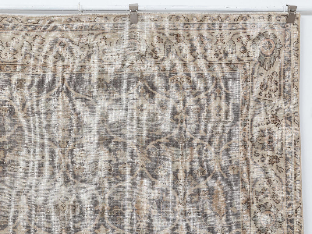 Beige Turkish Oushak Rug 7x9, Neutral Wool Area Rugs, Handmade Gray Anatolian Carpet