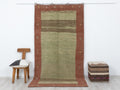 5x9 Minimalist Turkish Rug, Olive Green Wool Area,Handmade Anatolian Organic Modern Farmhouse Rugs