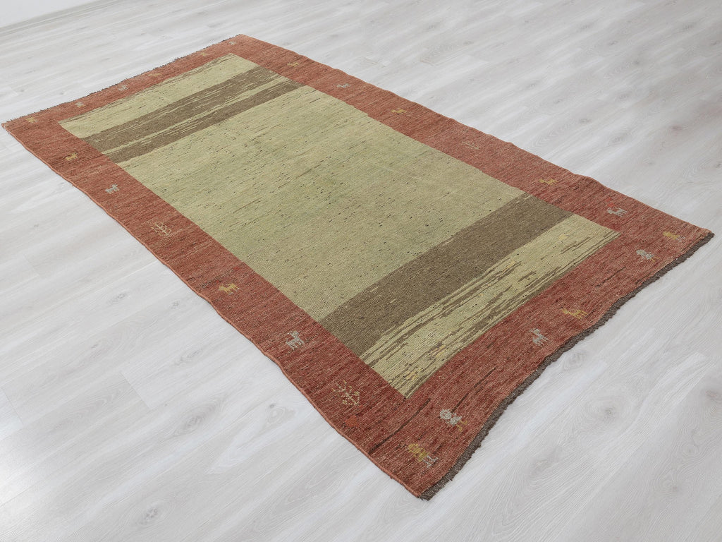 5x9 Minimalist Turkish Rug, Olive Green Wool Area,Handmade Anatolian Organic Modern Farmhouse Rugs