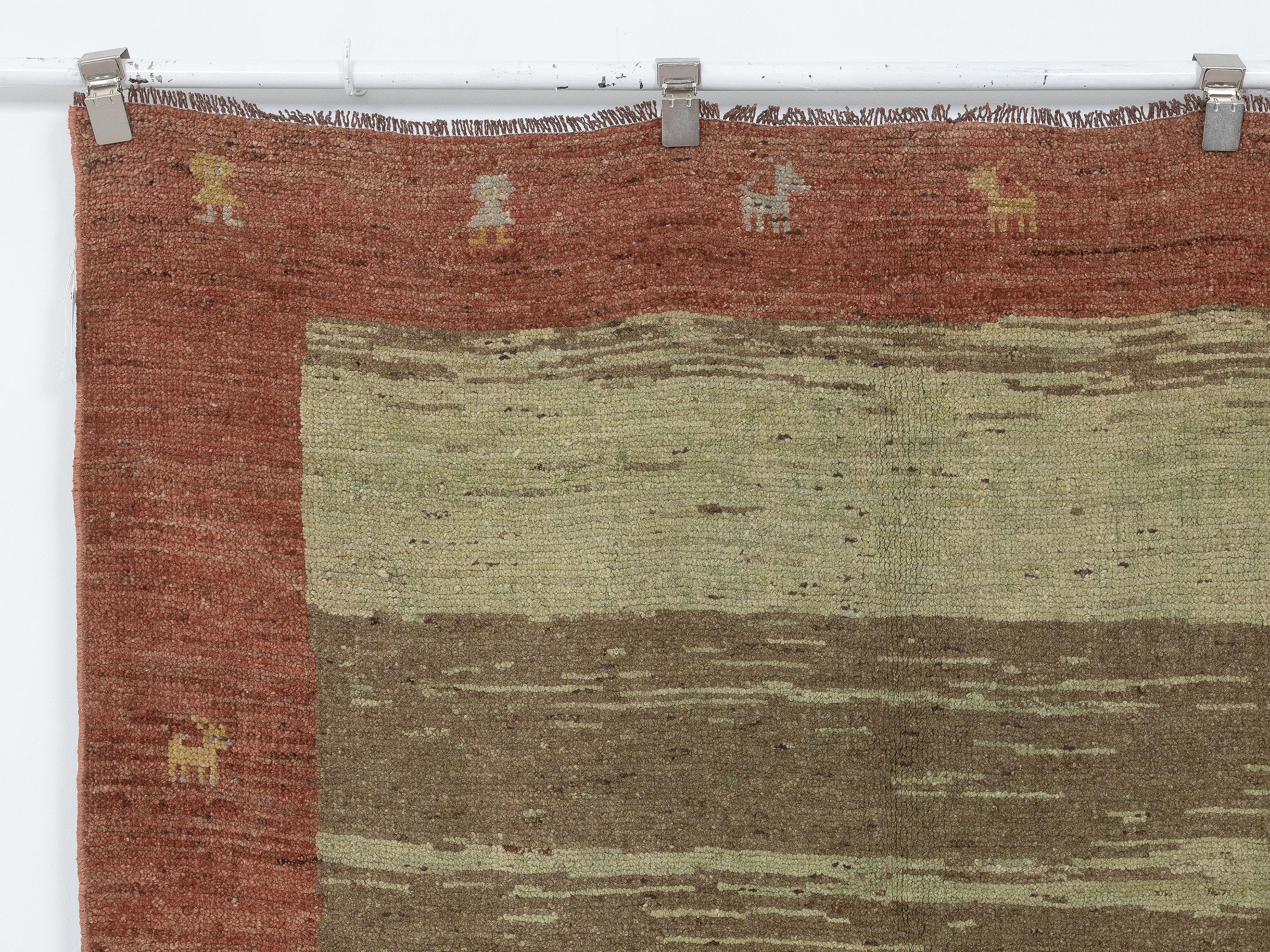5x9 Minimalist Turkish Rug, Olive Green Wool Area,Handmade Anatolian Organic Modern Farmhouse Rugs