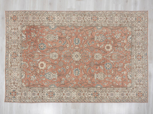7x10 Oushak Rug, Turkish Vintage Floral Wool Area Handmade Carpet, Cottage Farmhouse Rugs