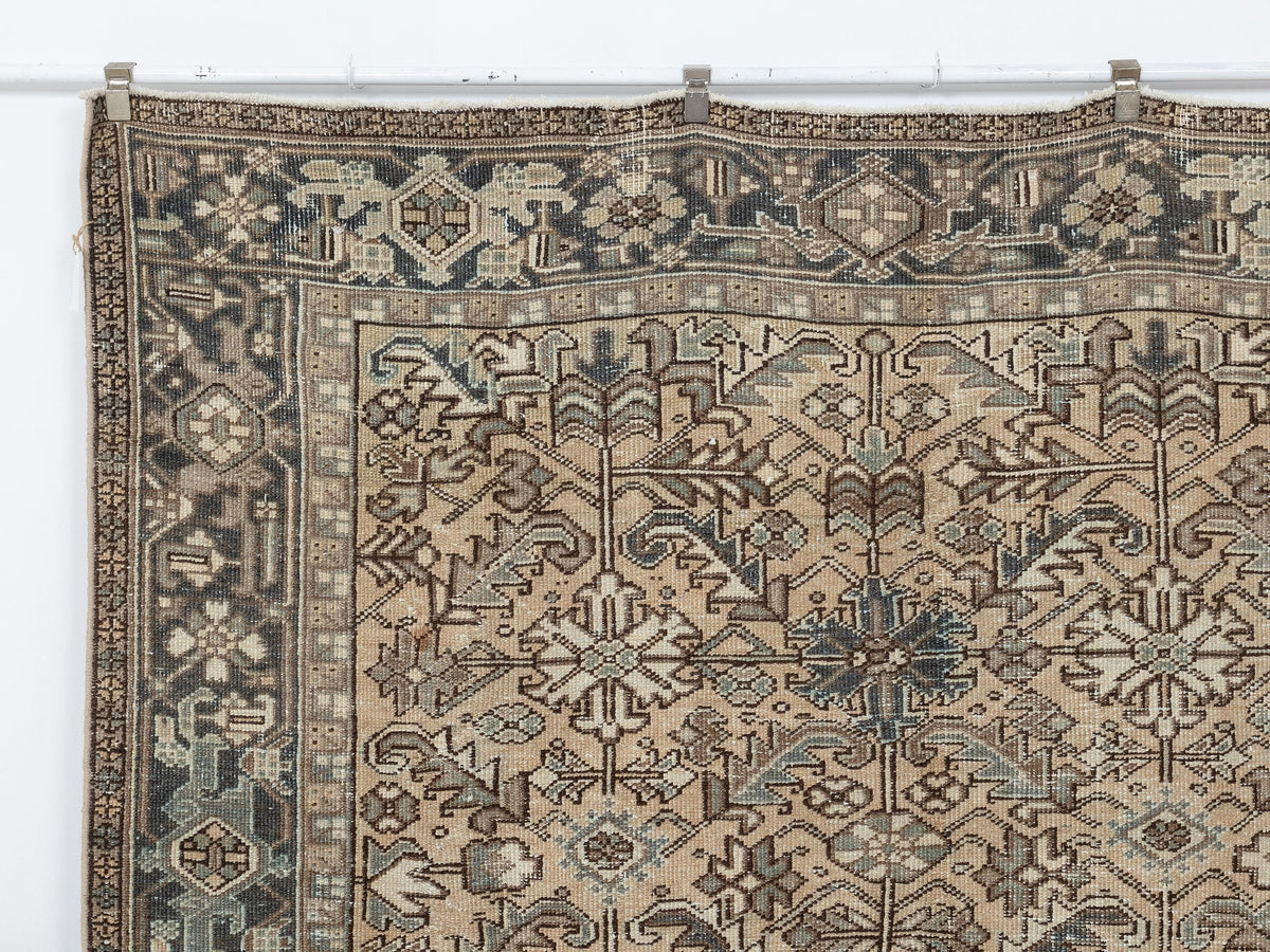 8x11 Vintage Heriz Rug, Turkish Wool Area Carpet, Tribal Neutral Farmhouse Living Room Decor