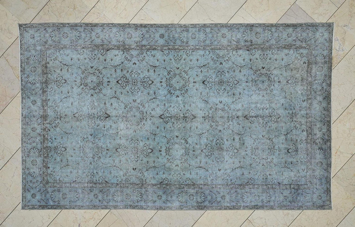 Overdyed Light Blue - Vintage Turkish Oushak Rug - 5x8.6 Feet,Farmhouse Decor Rugs.