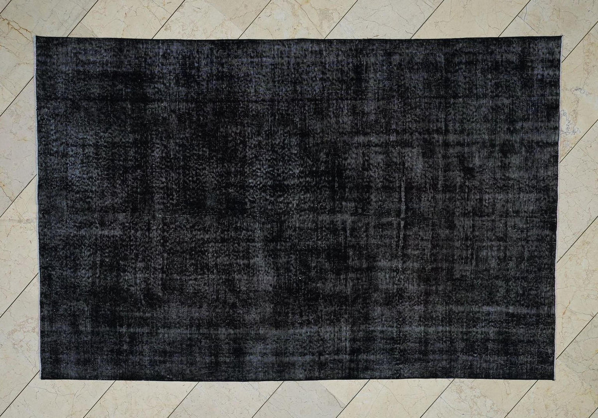 5x8 Overdye Black Vintage Turkish Rug: Moody Decor, Handmade Area Rugs.