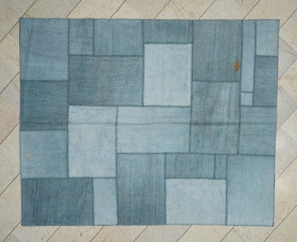 Turkish Vintage Hemp Kilim Patchwork Rug: 6,3x7.8 Feet,Home Living Accent Handmade Rugs.