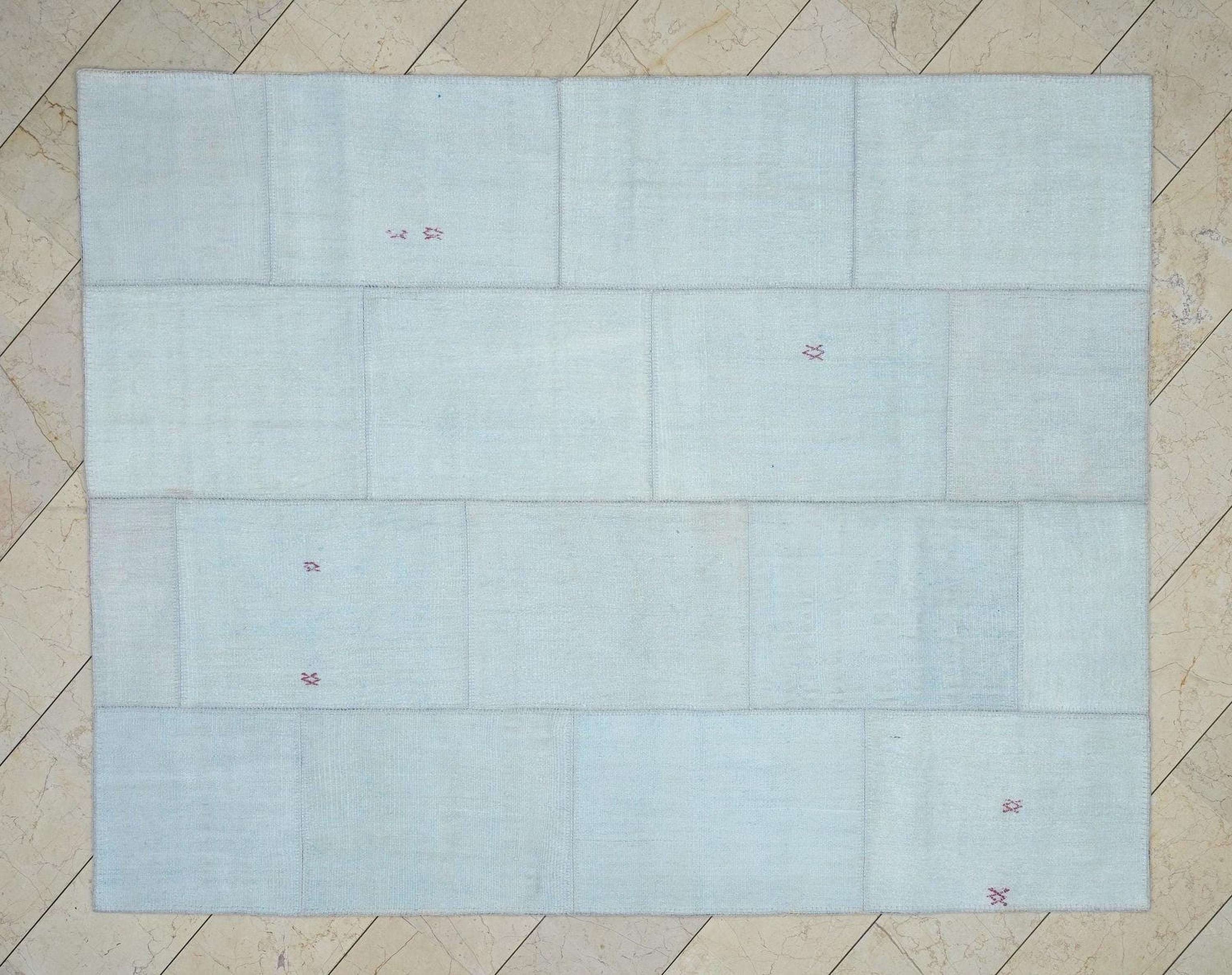 Organic Hemp Kilim Patchwork Rug: 6.5x8.2 Feet,Home Living Accent,Turkish Handmade Rugs.