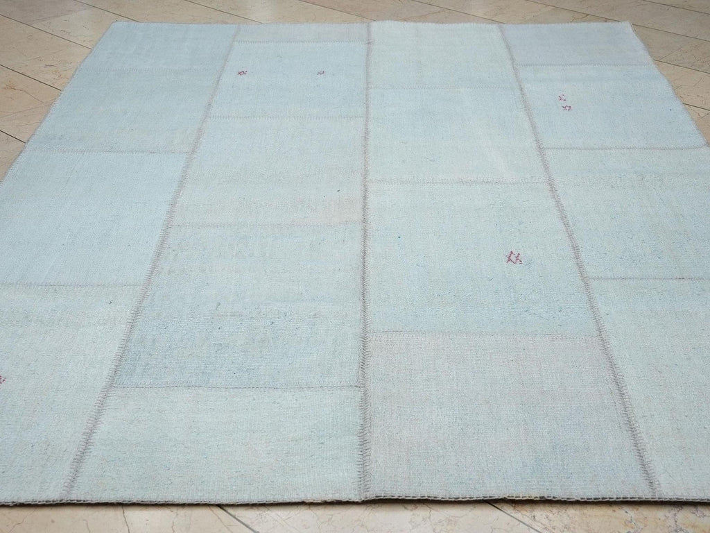 Organic Hemp Kilim Patchwork Rug: 6.5x8.2 Feet,Home Living Accent,Turkish Handmade Rugs.