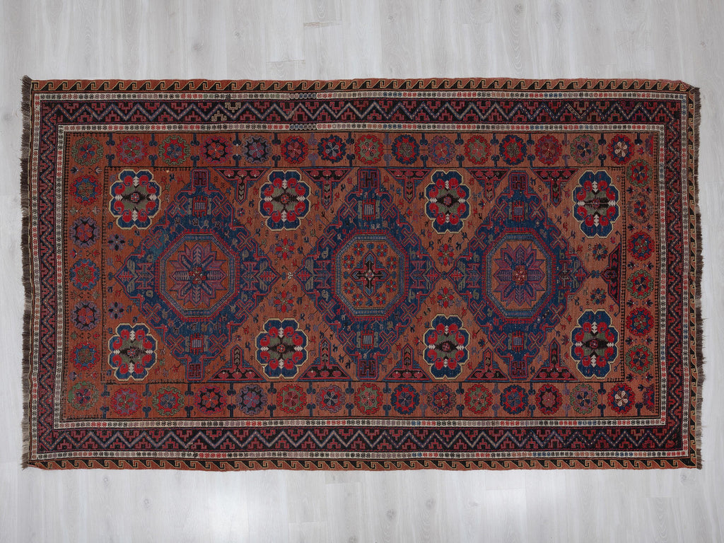Rare Antique Handmade Soumak Kilim Rug, 6,7x10,6 Feet,Turkish Wool Rugs.