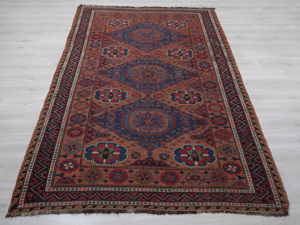 Rare Antique Handmade Soumak Kilim Rug, 6,7x10,6 Feet,Turkish Wool Rugs.