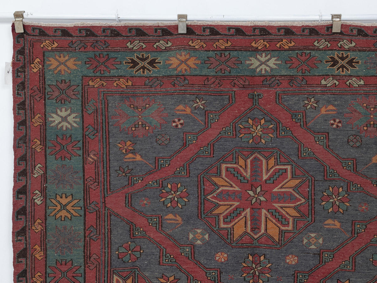 Antique Turkish Soumak Kilim Rug,6,2x11,3 Feet,Large Handmade Rugs.