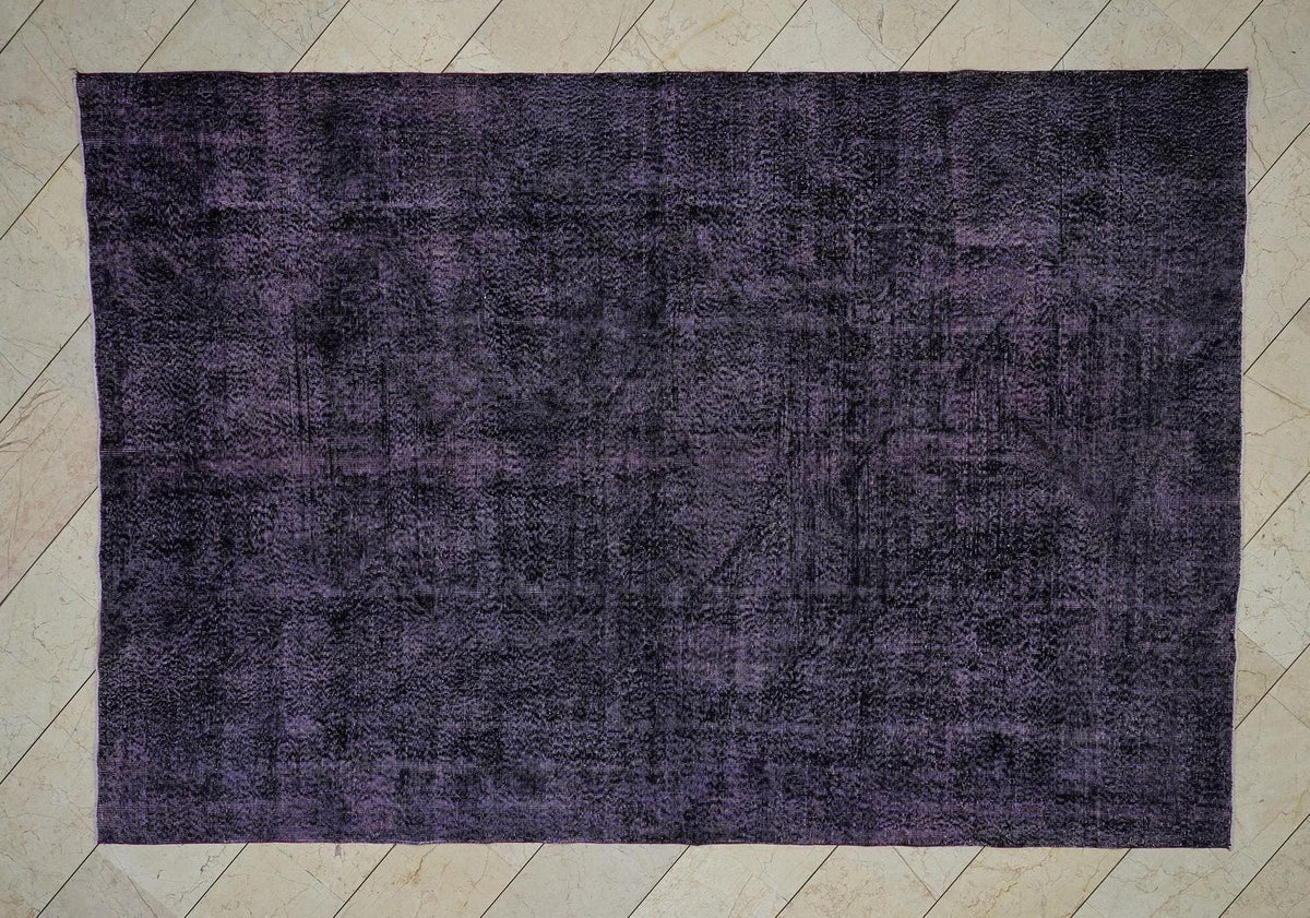 Purple Black Overdye Turkish Vintage Rug,6.7x10 Feet,Home Living Accent,Handmade Wool Rugs.