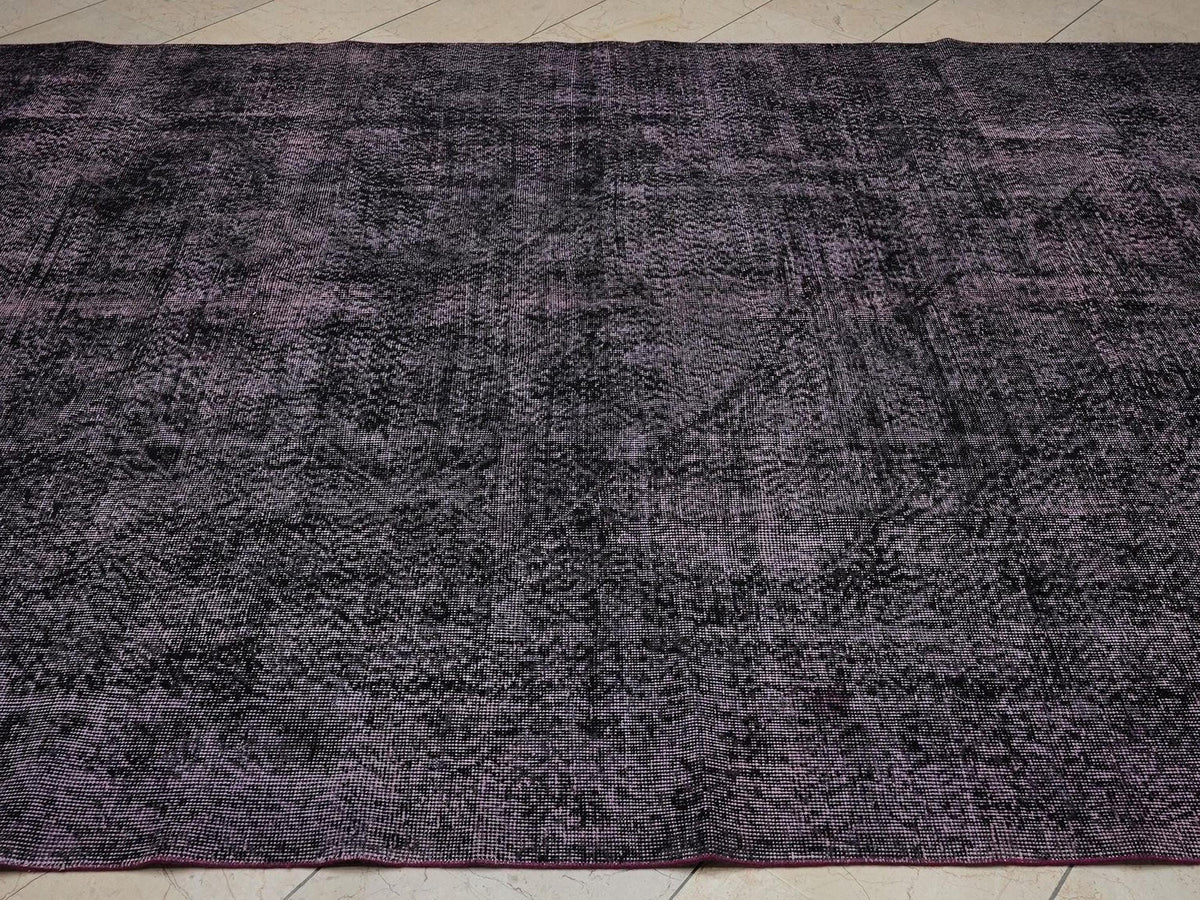 Purple Black Overdye Turkish Vintage Rug,6.7x10 Feet,Home Living Accent,Handmade Wool Rugs.